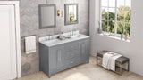 Jeffrey Alexander Cade 60" Grey Double Sink Bathroom Vanity with White Carrara Marble Top - 8 in. Widespread Faucet Top product image 7
