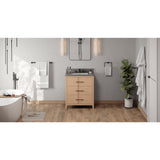 Jeffrey Alexander Katara 30" Natural Oak Single Sink Bathroom Vanity with Grey Quartz Top - 8 in. Widespread Faucet Top