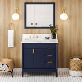 Jeffrey Alexander Theodora 36" Hale Blue Single Sink Bathroom Vanity with Calacatta Vienna Quartz Top - 8 in. Widespread Faucet Top product image 2