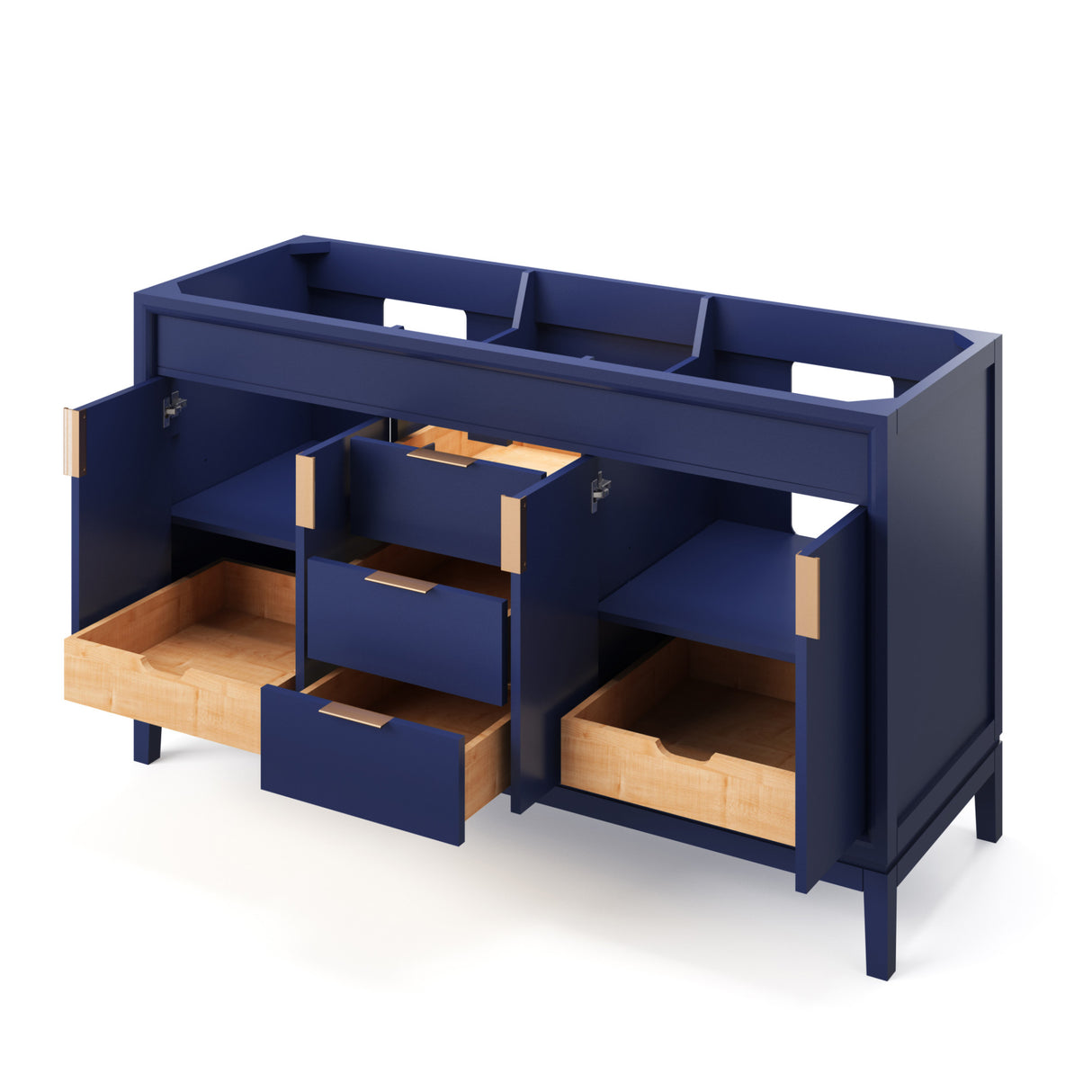 Jeffrey Alexander Theodora 61" Hale Blue Double Sink Bathroom Vanity with White Resin Top - 8 in. Widespread Faucet Top product image 3