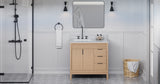 Jeffrey Alexander Theodora 36" Natural Oak Single Sink Bathroom Vanity with White Carrara Marble Top - 8 in. Widespread Faucet Top product image 6