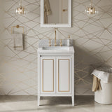 Jeffrey Alexander Percival 24" White Single Sink Bathroom Vanity with White Carrara Marble Top - 8 in. Widespread Faucet Top product image 2