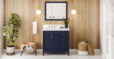 Jeffrey Alexander Theodora 36" Hale Blue Single Sink Bathroom Vanity with Calacatta Vienna Quartz Top - 8 in. Widespread Faucet Top product image 7