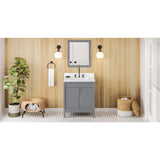 Jeffrey Alexander Theodora 30" Grey Single Sink Bathroom Vanity with White Quartz Top - 8 in. Widespread Faucet Top - VKITTHE30GRWQR