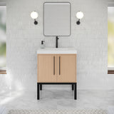 Jeffrey Alexander Tempest 30" Natural Oak Single Sink Bathroom Vanity with White Resin Top - Single-Hole Faucet Top - VKTEM30NOSQRE product image 2
