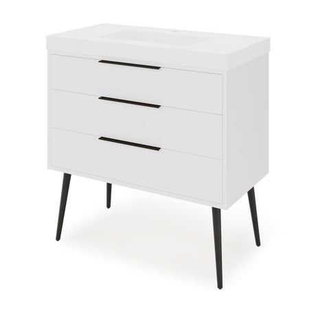 Jeffrey Alexander Gardner 37" White Single Sink Bathroom Vanity with White Resin Top - Single-Hole Faucet Top - VKGAR36WHPRE