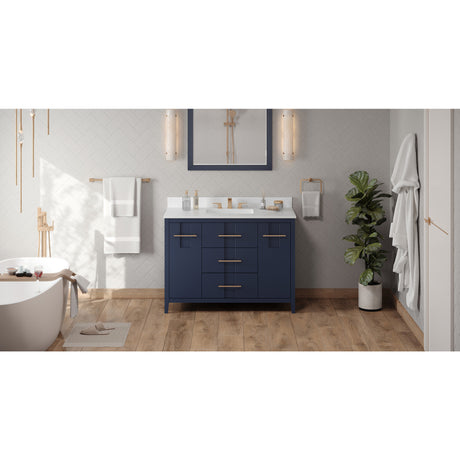 Jeffrey Alexander Katara 48" Hale Blue Single Sink Bathroom Vanity with White Quartz Top - 8 in. Widespread Faucet Top