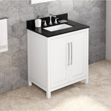 Jeffrey Alexander Cade 30" White Single Sink Bathroom Vanity with Black Granite Top - 8 in. Widespread Faucet Top product image 2