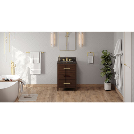Jeffrey Alexander Katara 24" Dark Walnut Single Sink Bathroom Vanity with Blue Limestone Top - 8 in. Widespread Faucet Top