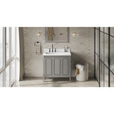Jeffrey Alexander Percival 36" Grey Single Sink Bathroom Vanity with White Quartz Top - 8 in. Widespread Faucet Top