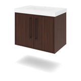 Jeffrey Alexander Tempest 30" Dark Walnut Single Sink Bathroom Vanity with White Resin Top - Single-Hole Faucet Top - VKTEM30DWRE