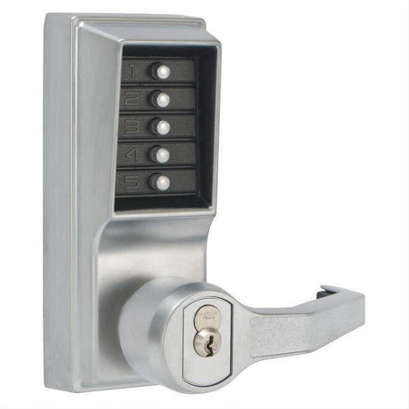 Kaba Simplex LR1021M26D Right Hand Pushbutton Lever Lock Key Override Satin Chrome