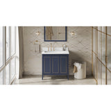 Jeffrey Alexander Percival 36" Hale Blue Single Sink Bathroom Vanity with White Quartz Top - 8 in. Widespread Faucet Top