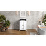 Jeffrey Alexander Katara 24" White Single Sink Bathroom Vanity with Black Granite Top - 8 in. Widespread Faucet Top