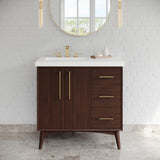 Jeffrey Alexander Dashwood Dark Walnut Single Sink Bathroom Vanity with White Resin Top - 8 in. Widespread Faucet Top - VKITDAS36DWRER