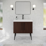 Jeffrey Alexander Tempest 36" Dark Walnut Single Sink Bathroom Vanity with White Resin Top - Single-Hole Faucet Top - VKTEM36DWPRE product image 2