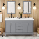Jeffrey Alexander Theodora 61" Grey Double Sink Bathroom Vanity with White Resin Top - 8 in. Widespread Faucet Top