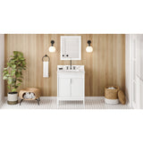 Jeffrey Alexander Theodora 30" White Single Sink Bathroom Vanity with Calacatta Vienna Quartz Top - 8 in. Widespread Faucet Top