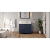 Jeffrey Alexander Katara 42" Hale Blue Single Sink Bathroom Vanity with Calacatta Vienna Quartz Top - 8 in. Widespread Faucet Top