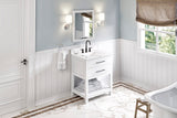 Jeffrey Alexander Wavecrest 30" White Single Sink Bathroom Vanity with Calacatta Vienna Quartz Top - 8 in. Widespread Faucet Top product image 7