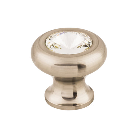 Top Knobs TK846BSN Hayley Crystal Clear 1 3/16" Diameter Round Knob Brushed Satin Nickel