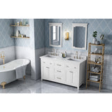 Jeffrey Alexander Chatham 60" White Double Sink Bathroom Vanity with White Carrara Marble Top - 8 in. Widespread Faucet Top - VKITCHA60WHWCR