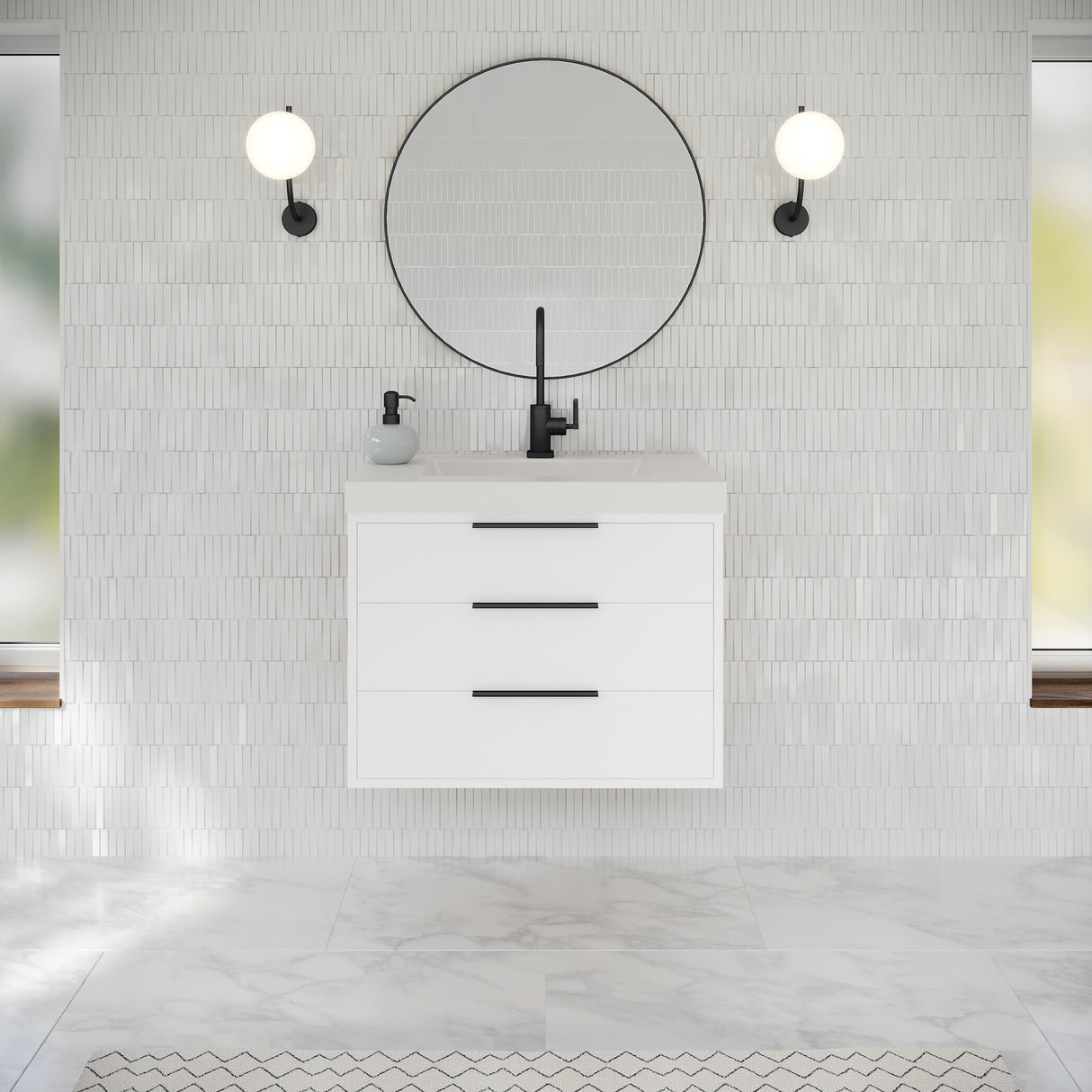 Jeffrey Alexander Gardner 31" White Single Sink Bathroom Vanity with White Resin Top - Single-Hole Faucet Top - VKGAR30WHRE product image 2