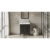 Jeffrey Alexander Percival 31" Black Single Sink Bathroom Vanity with White Resin Top - 8 in. Widespread Faucet Top