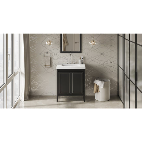 Jeffrey Alexander Percival 31" Black Single Sink Bathroom Vanity with White Resin Top - 8 in. Widespread Faucet Top