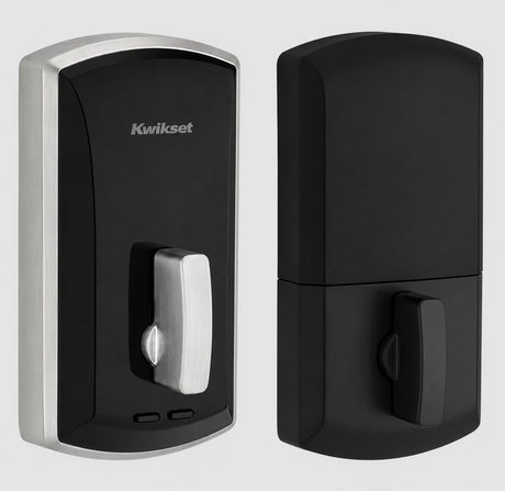 Kwikset 1000 20 Min UL Unite Electronic Smart MF Deadbolt in Satin Chrome by Matte Black