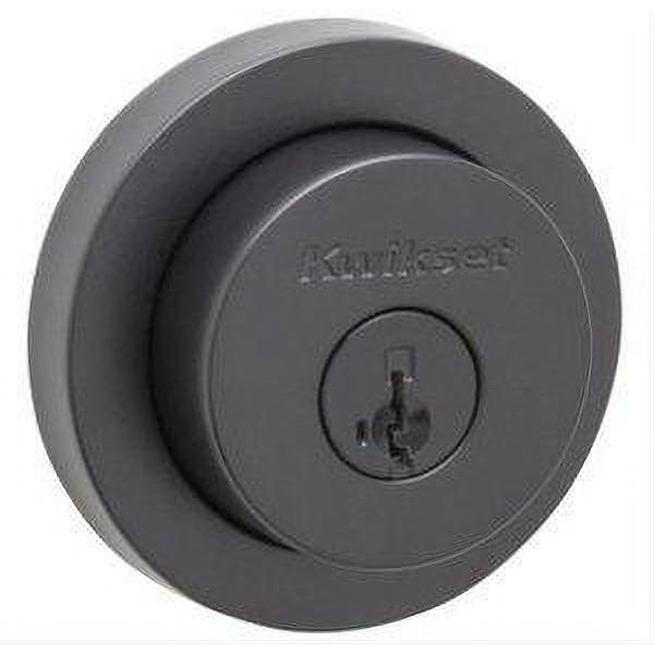 Kwikset 158RDT-51426S.STRKP Milan Round Rose Single Cylinder Deadbolt SmartKey Matte Black / Bright Chrome
