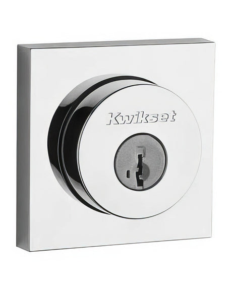 Kwikset 158SQT-26DS.STRKP Halifax Square Rose Single Cylinder Deadbolt SmartKey Satin Chrome