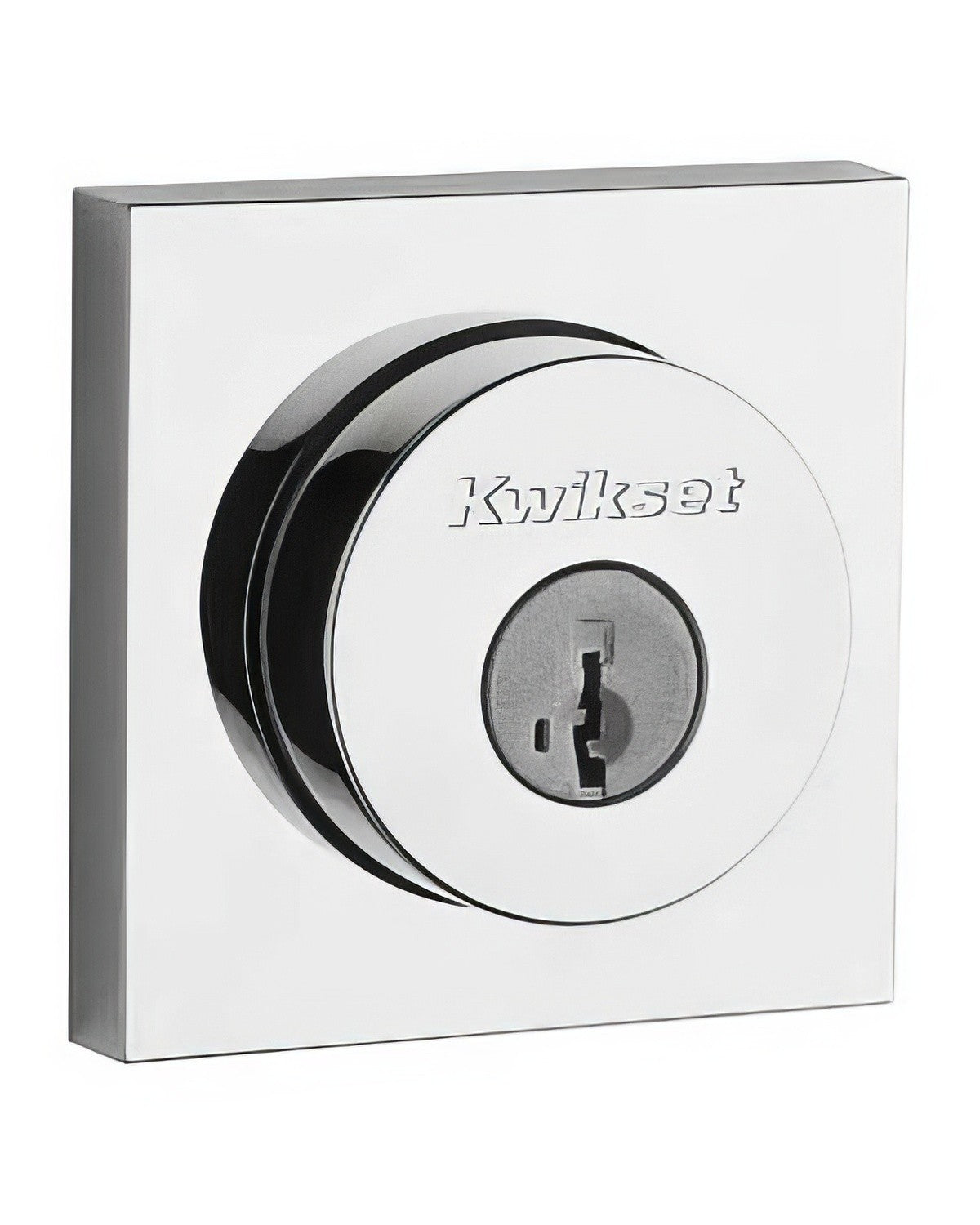 Kwikset 158SQT-26S.STRKP Halifax Square Rose Single Cylinder Deadbolt SmartKey Bright Chrome