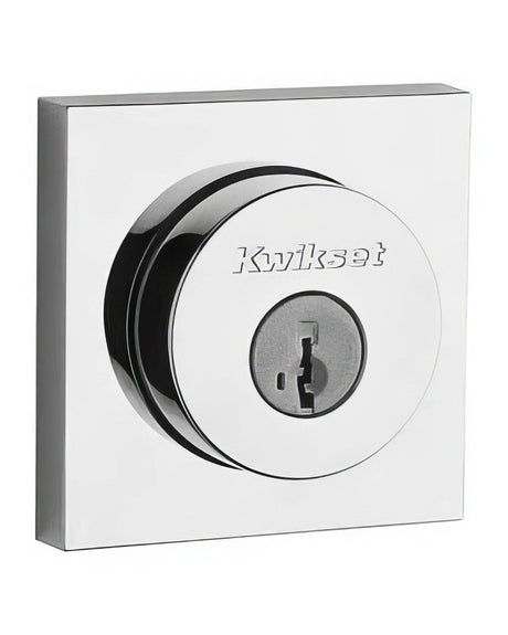 Kwikset 158SQT-26S.STRKP Halifax Square Rose Single Cylinder Deadbolt SmartKey Bright Chrome