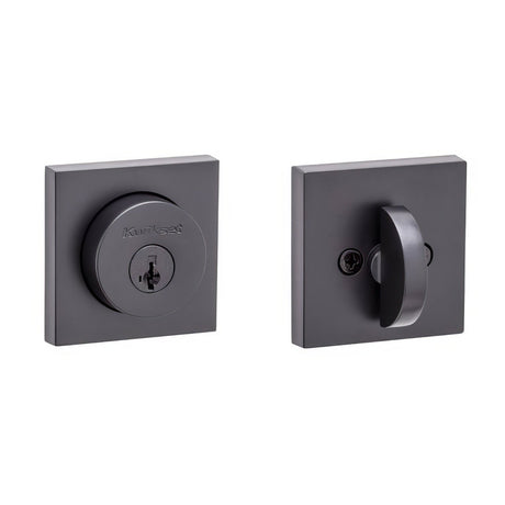 Kwikset 158SQT-514S.STRKP Halifax Square Rose Single Cylinder Deadbolt SmartKey Matte Black