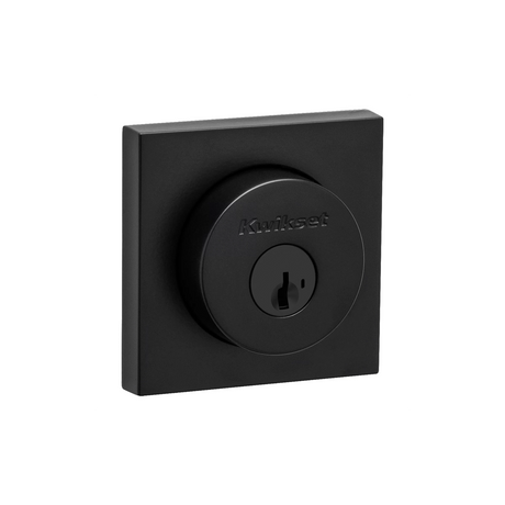 Kwikset 158SQT-514X26S.STRKP Halifax Square Rose Single Cylinder Deadbolt SmartKey Matte Black / Bright Chrome