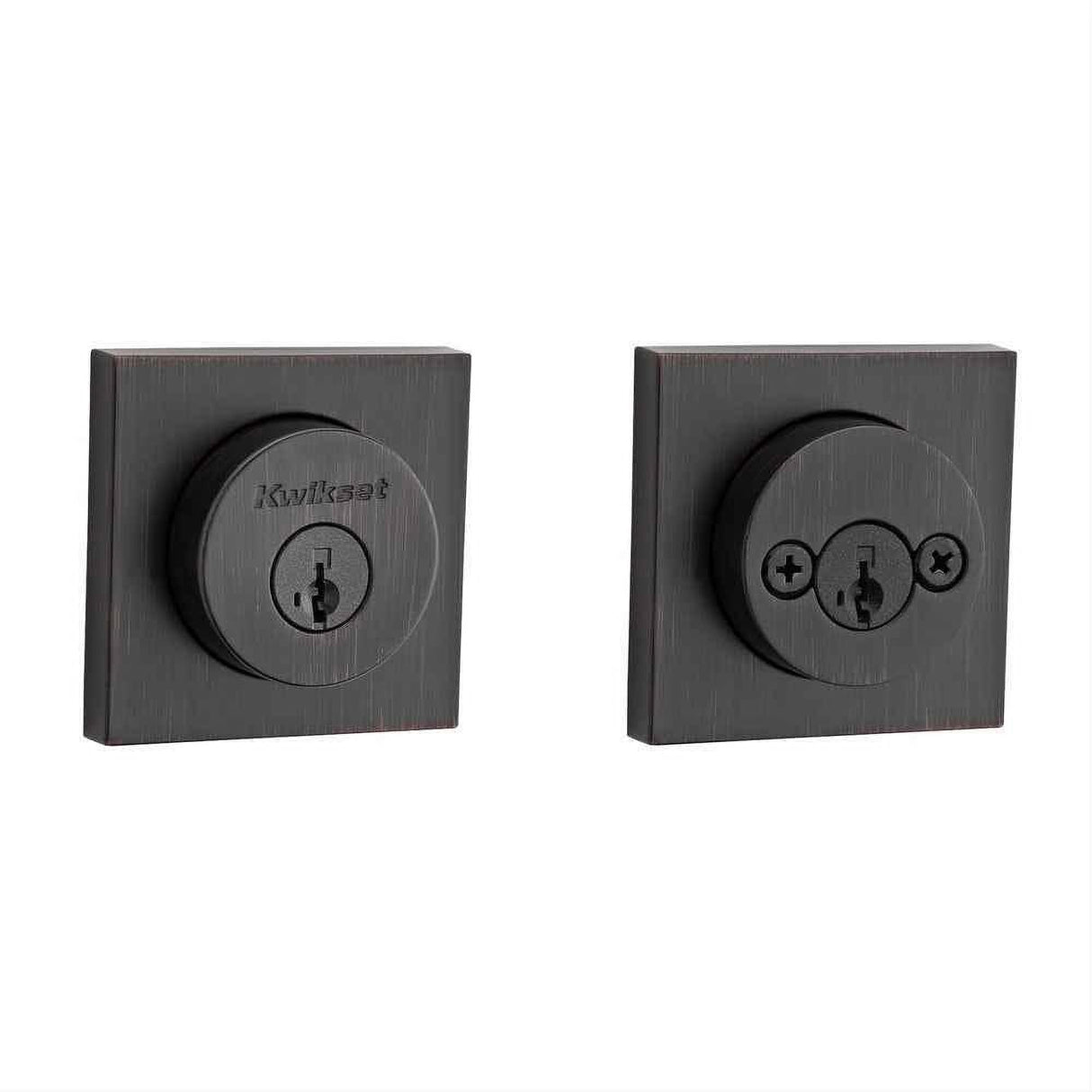 Kwikset 159SQT-11PS.STRKP Halifax Square Rose Double Cylinder Deadbolt SmartKey Venetian Bronze