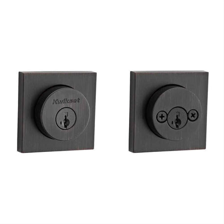 Kwikset 159SQT-11PS.STRKP Halifax Square Rose Double Cylinder Deadbolt SmartKey Venetian Bronze