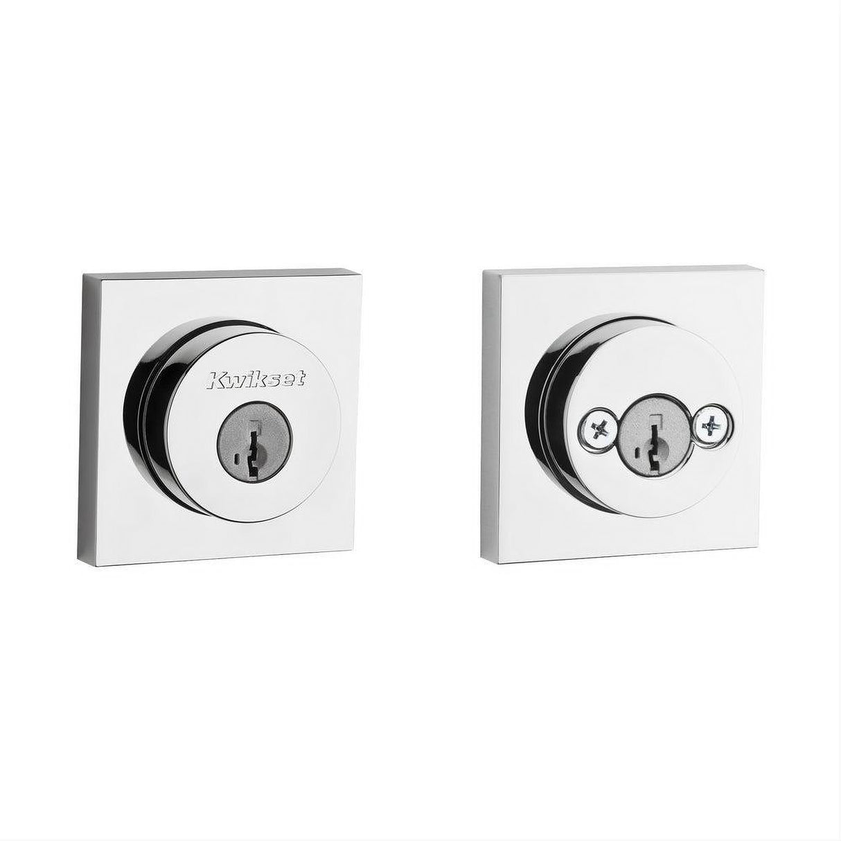 Kwikset 159SQT-26S.STRKP Halifax Square Rose Double Cylinder Deadbolt SmartKey Bright Chrome