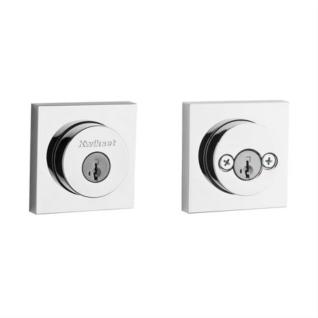 Kwikset 159SQT-26S.STRKP Halifax Square Rose Double Cylinder Deadbolt SmartKey Bright Chrome