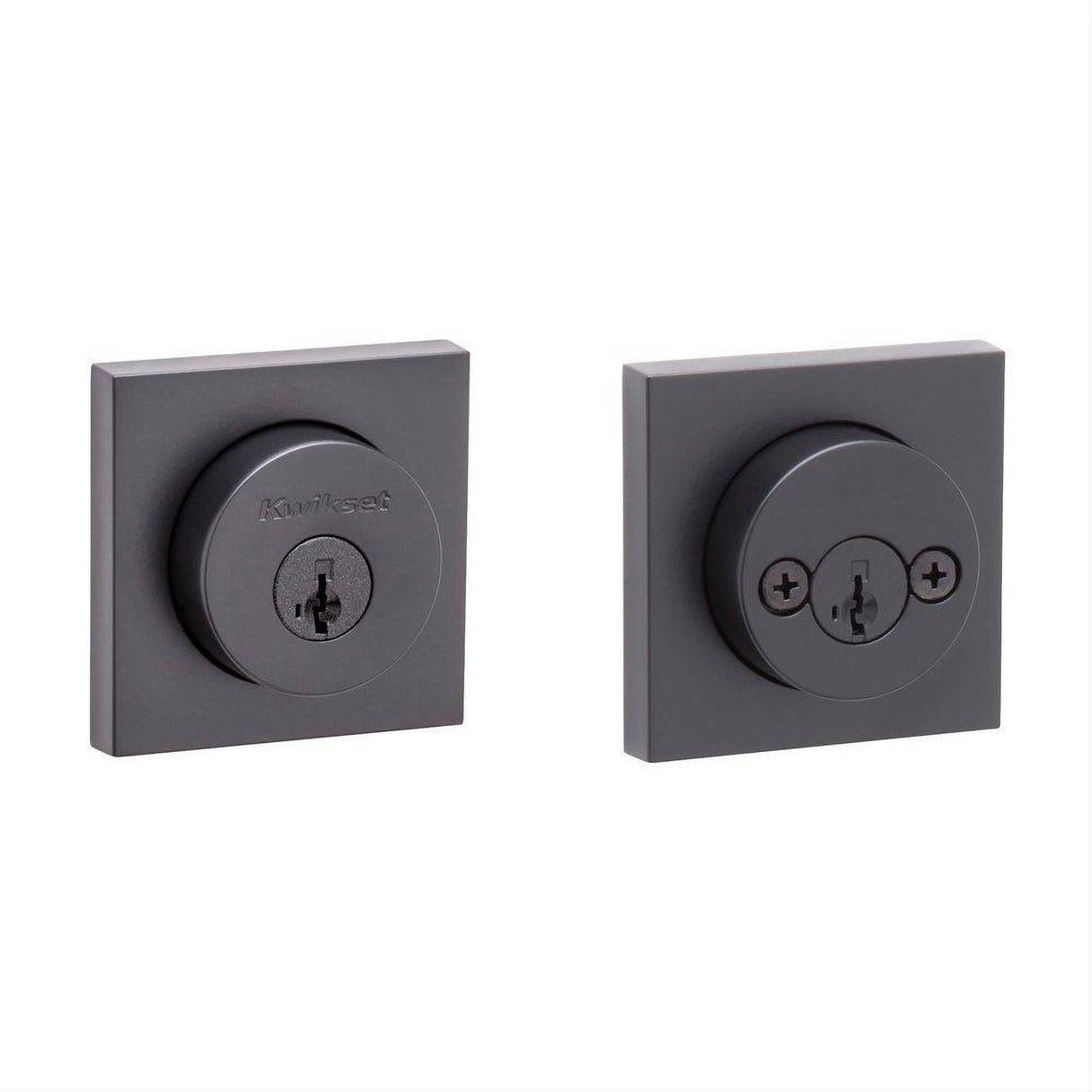 Kwikset 159SQT-514S.STRKP Halifax Square Rose Double Cylinder Deadbolt SmartKey Matte Black