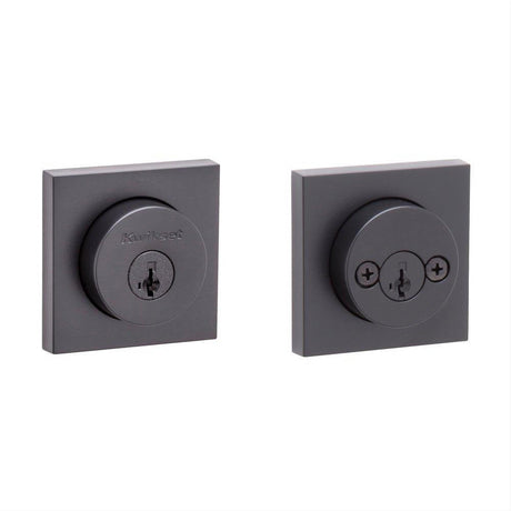 Kwikset 159SQT-514S.STRKP Halifax Square Rose Double Cylinder Deadbolt SmartKey Matte Black