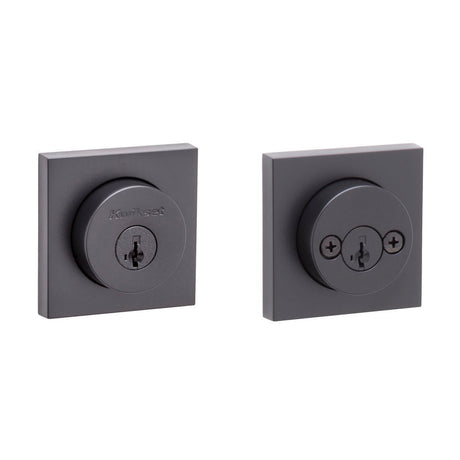 Kwikset 159SQT Halifax Square Rose Double Cylinder Deadbolt SmartKey in Matte Black