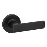 Kwikset 200BRNLRDT-514 Breton Lever with Round Rose Passage Door Lock and RCS Strike Matte Black