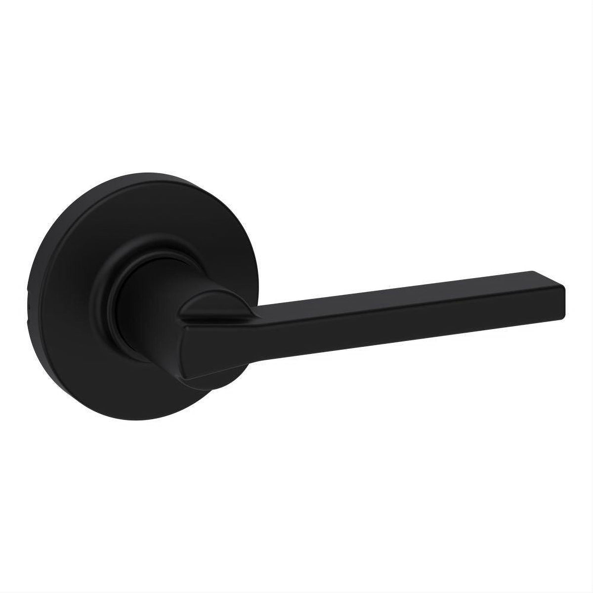 Kwikset 200CSLRDT-514 Casey Lever with Round Rose Passage Door Lock and RCS Strike Matte Black