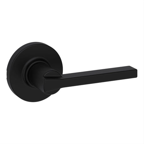Kwikset 200CSLRDT-514 Casey Lever with Round Rose Passage Door Lock and RCS Strike Matte Black