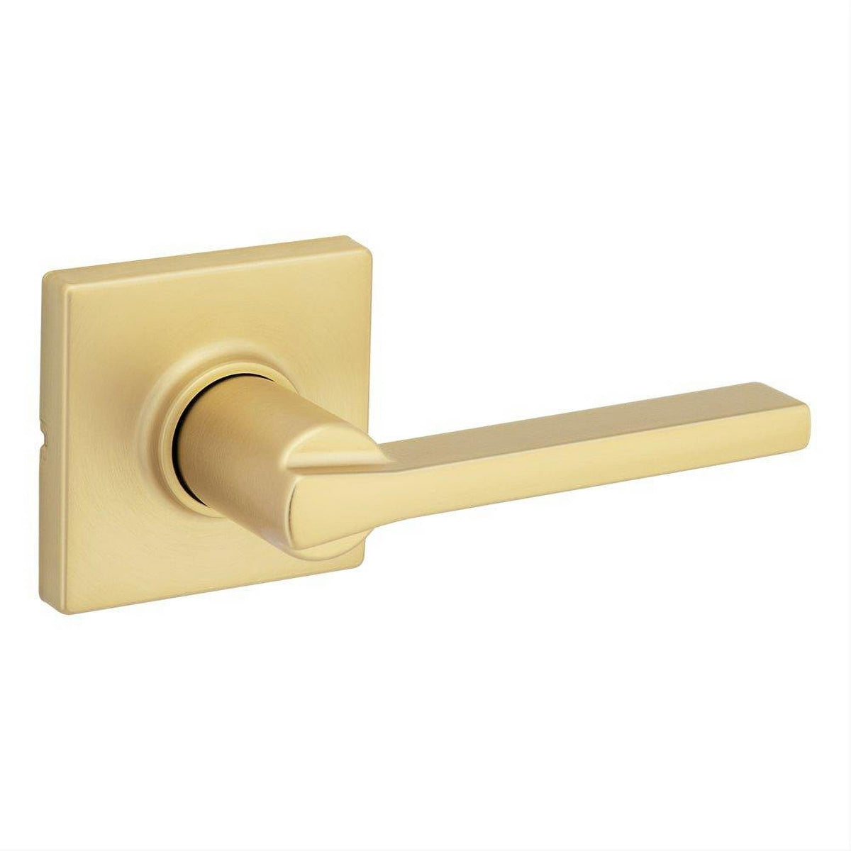 Kwikset 200CSLSQT-4 Casey Lever with Square Rose Passage Door Lock and RCS Strike Satin Brass