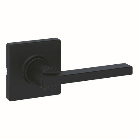 Kwikset 200CSLSQT-514 Casey Lever with Square Rose Passage Door Lock and RCS Strike Matte Black