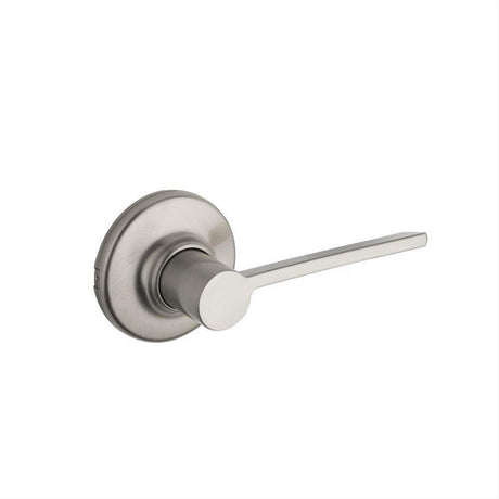 Kwikset 200LRLRDT-15 Ladera Lever with Round Rose Passage Door Lock and RCS Strike Satin Nickel