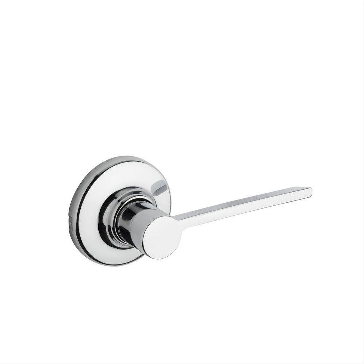 Kwikset 200LRLRDT-26 Ladera Lever with Round Rose Passage Door Lock and RCS Strike Bright Chrome